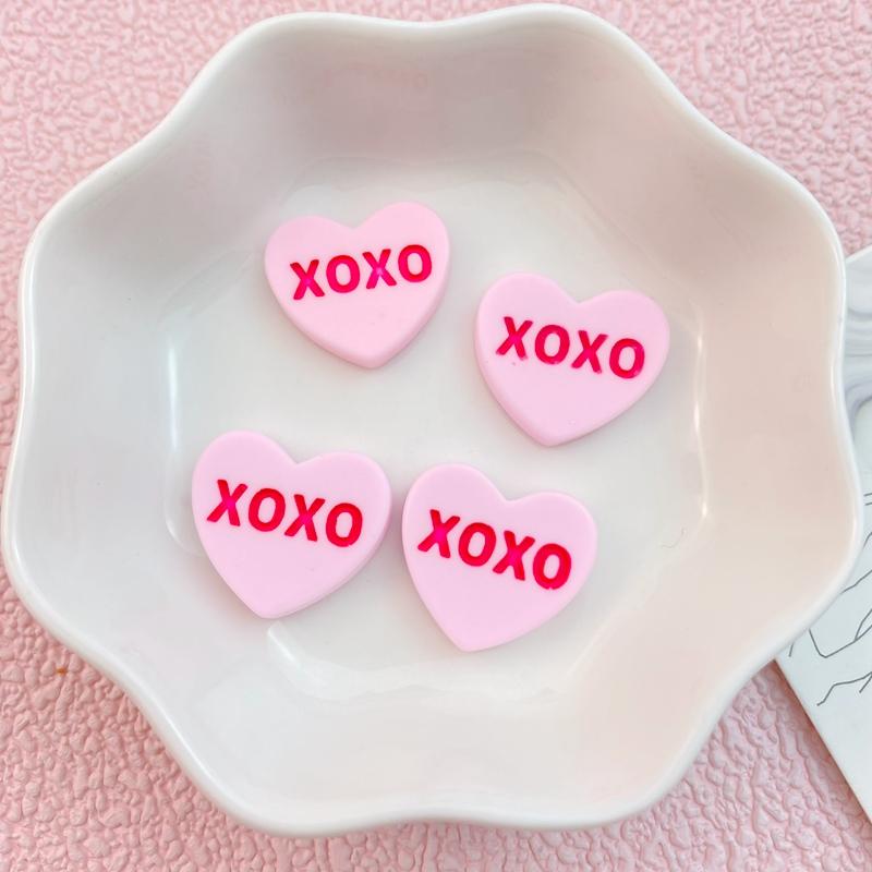 10Pcs New Cute Cartoon XOXO Love Series Flat Back Ornament Jewelry Bows Accessories