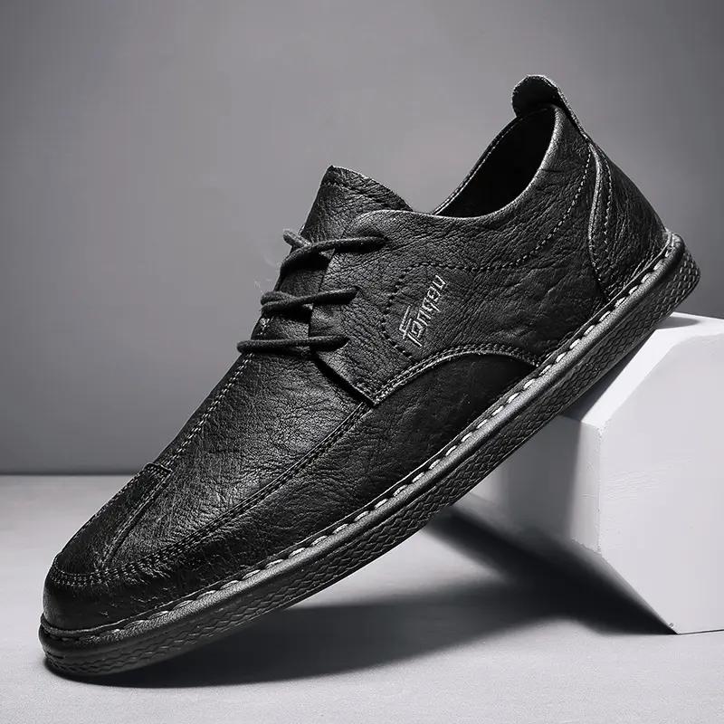 

Retro Mens Boarded Shoes Light Weight High Quality Sneakers Anti Slip Solid Color Footwear Zapatos Para Hombres 39 чёрный