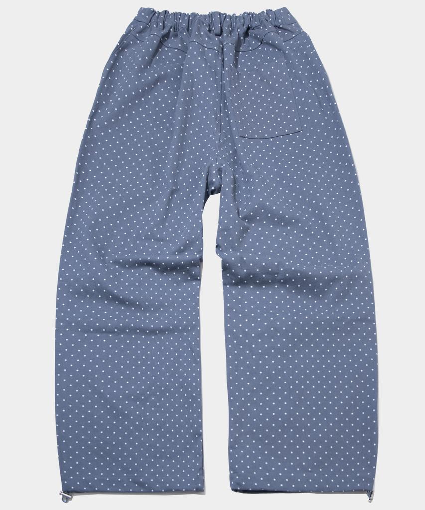 SOME PLACE Dot Pintuck Hem Drawstring Two-Way Cotton Wide Elastic Pants [Blue]