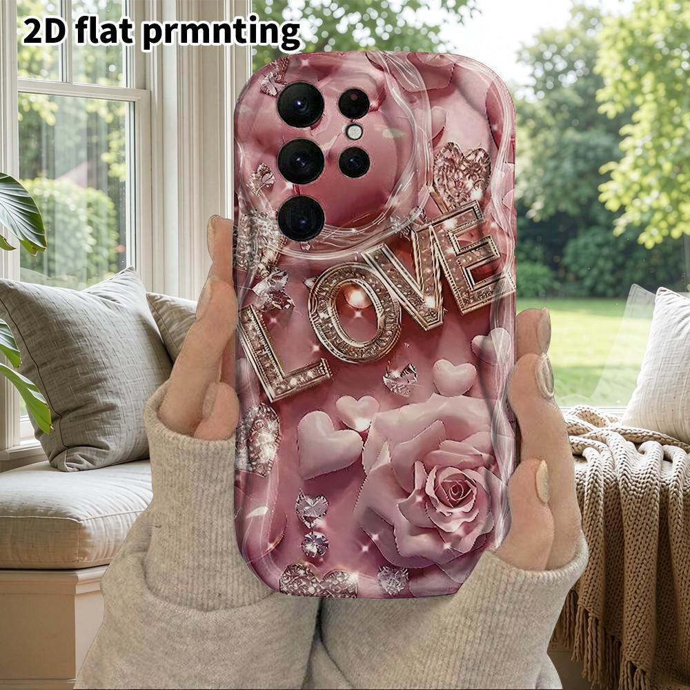 Phone Case: 2D Flat Samsung Galaxy A34 A35 M05 M06 S20 S22 S21 FE Plus 5G Protective Case, Couples Style, Pink Rose, Christmas and Halloween Gift