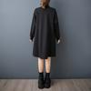 DIMANAF 2025 Women Plus Size Autumn Shirt Dress Loose Casual Oversize Long Sleeve Vintage Dress Black Zipper