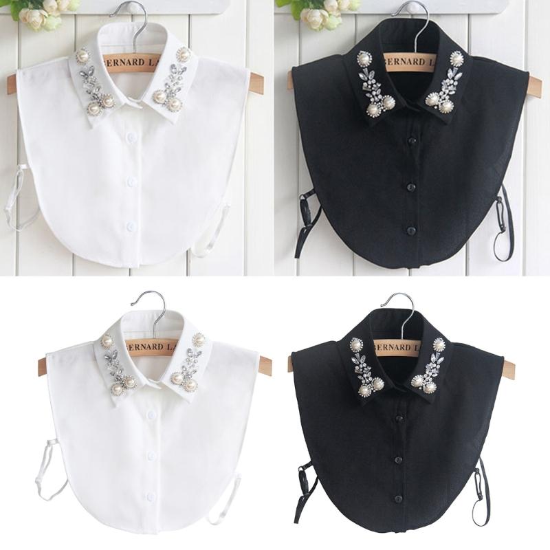 Detachable Collars For Women Rhinestone Dickey Collar Faux Collar False Collar Half Shirt For Women Pearl False Collar