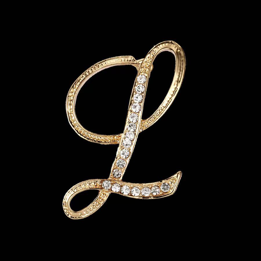 Minimalist Rhinestone Alphabet Brooch: Elegant Geometric Pin for Sweaters or Coats