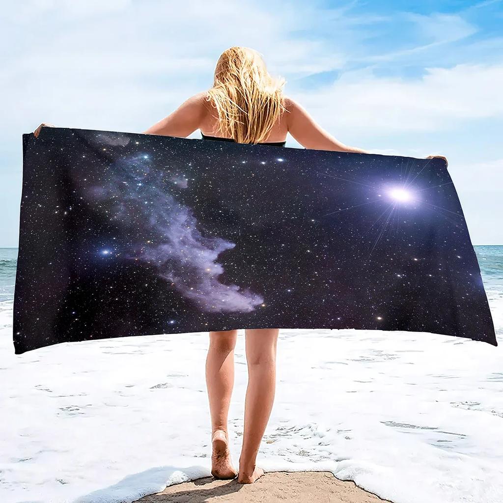 Sternenhimmel Strandtuch, Mikrofaser Super Saugfähiges Strandtuch, Weiches und Bequemes Badezimmerhandtuch Sandfreies Strandtuch
