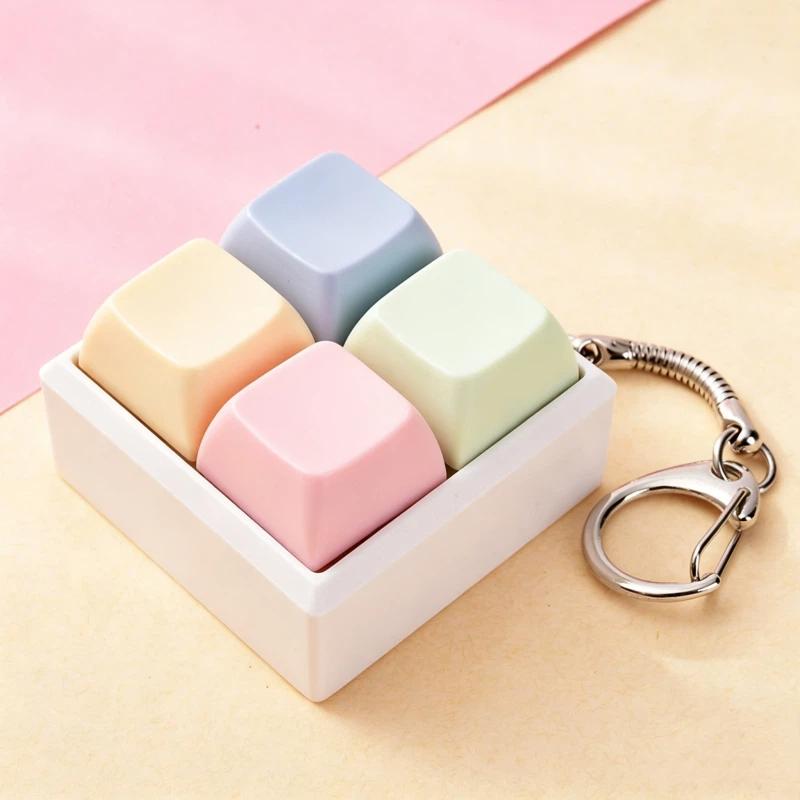 Mini 4 Keys Mechanical Keyboard Fidget Keychain Satisfying Click Sound Unique Gift for Keyboard Enthusiasts Friends
