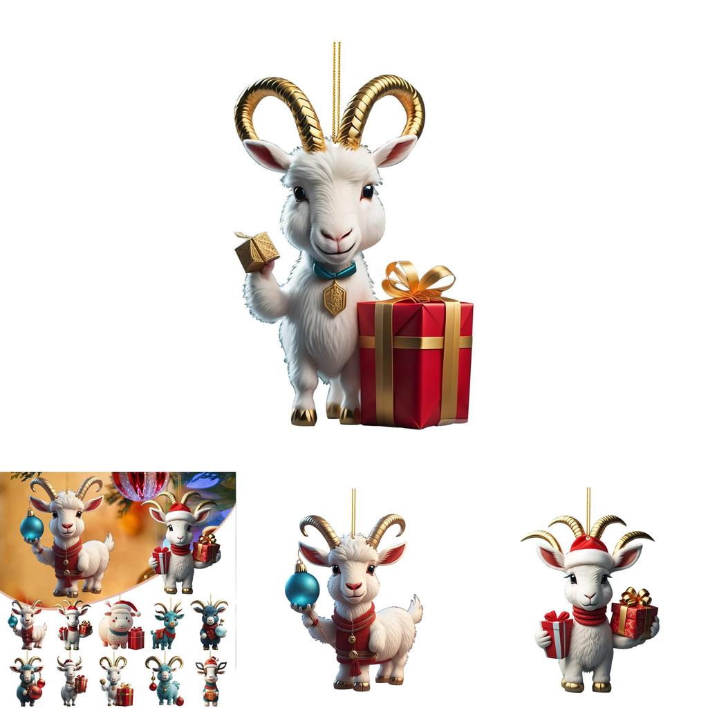 Entzückendes Cartoon-Ziegen-Auto-Hängeornament für Weihnachtsbaum-Hausdekoration