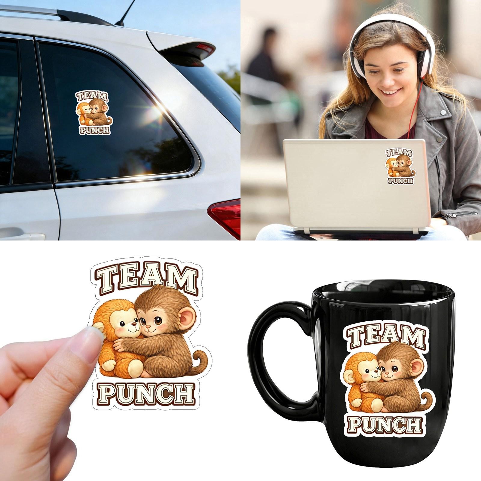 

3-inch Cute Monkey Vinyl Sticker For Laptop, Water Bottle, Phone, Car Glass, Raincoat One Size