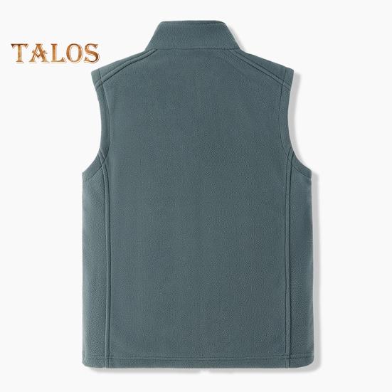 Men Polar Fleece Waistcoat Regular Fit Sleeveless Stand-Up Collar Vest Coat with Zipper Pockets Thermal Insulation Vest Jacket