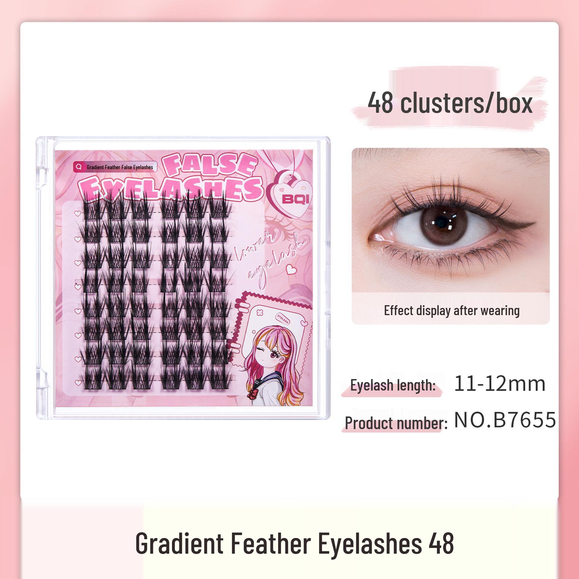BQI Trilogy False Eyelashes: Three-Piece Set with Natural Curl and Fine Stem for a Manga-Inspired Look.