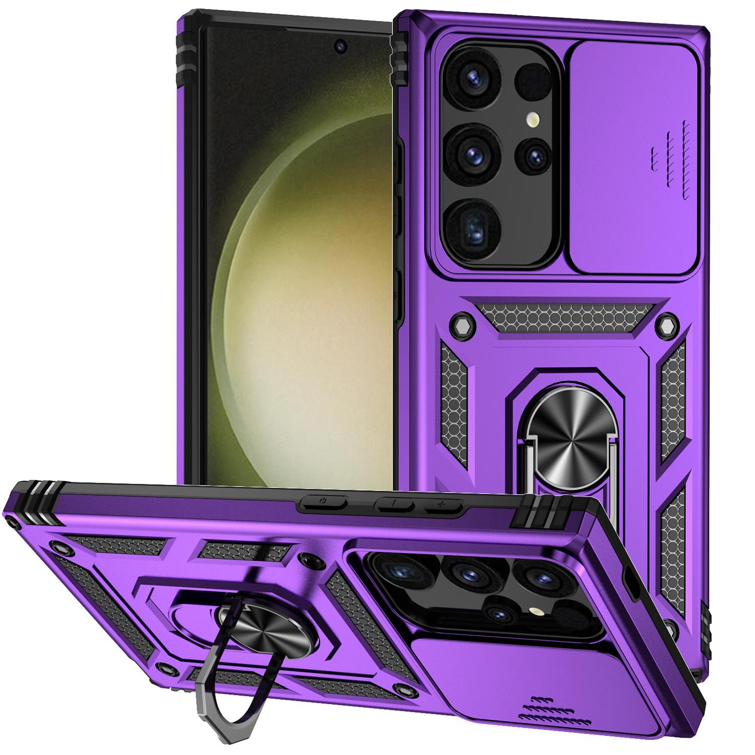 

Защитный чехол 3 в 1 для телефона Samsung Galaxy S24 S23 Ultra S23 Plus S24 Plus S23 FE Броня военного класса Противоударное кольцо Магнитная подставка For Samsung Galaxy S24 фиолетовый