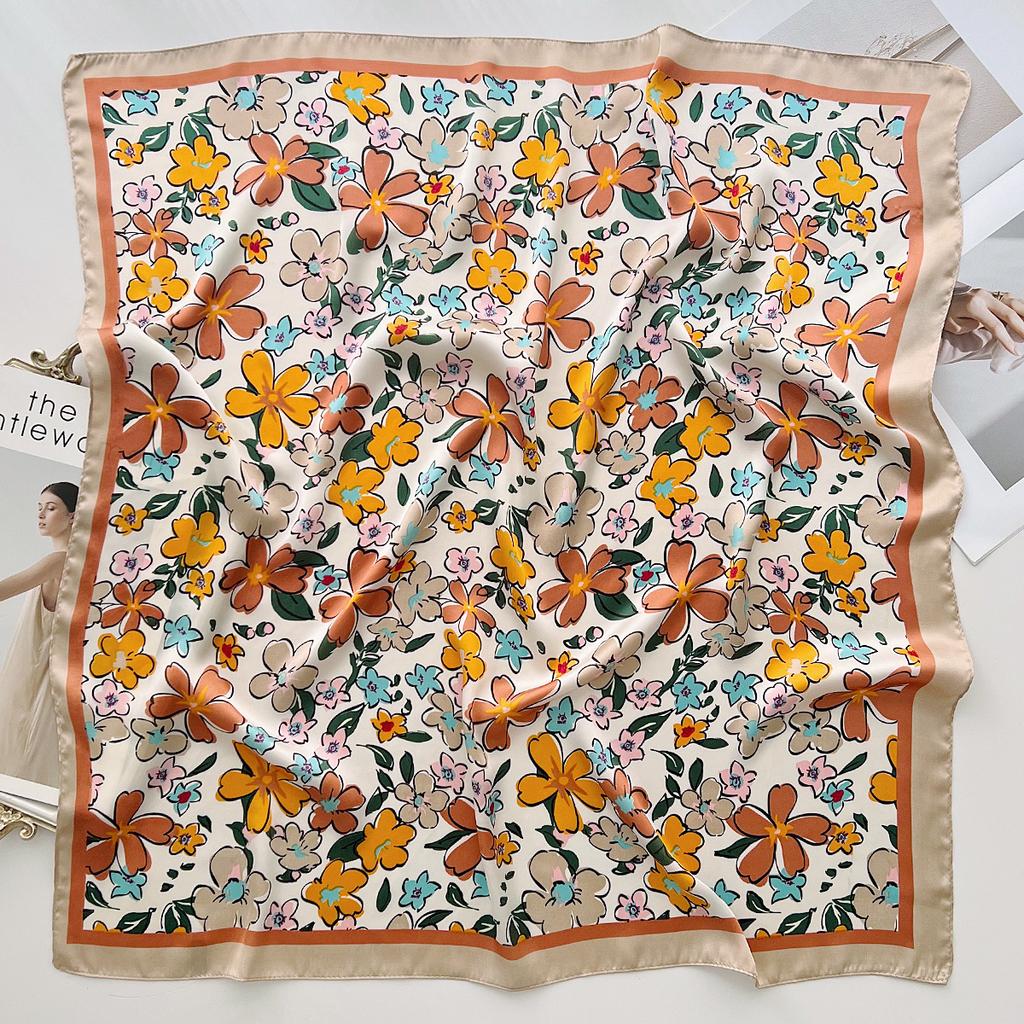 Spring and Summer Graffiti Flowers 71 * 71 Square Scarf Travel Sunscreen Headscarf Practical High-end Scarf for Mother
