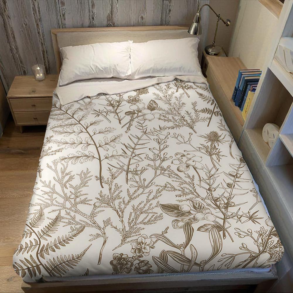 Beige Garden Flannel Blanket Warm Soft Halloween Christmas Couch Warm Cozy Decorative Decor Gift for All Season