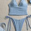 Summer Floral Halter Bikini Women's Sexy Backless Swimwear with Tie Detail Summer Strappy Two Piece Bathing Suit Holiday