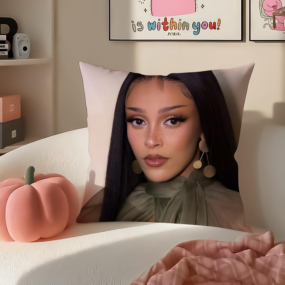 American Pop Rapper Singer Star DDoja Cat Cushion Cover Pillowcase Short Plush Invisible zipper Room Sofa Cushion Cover