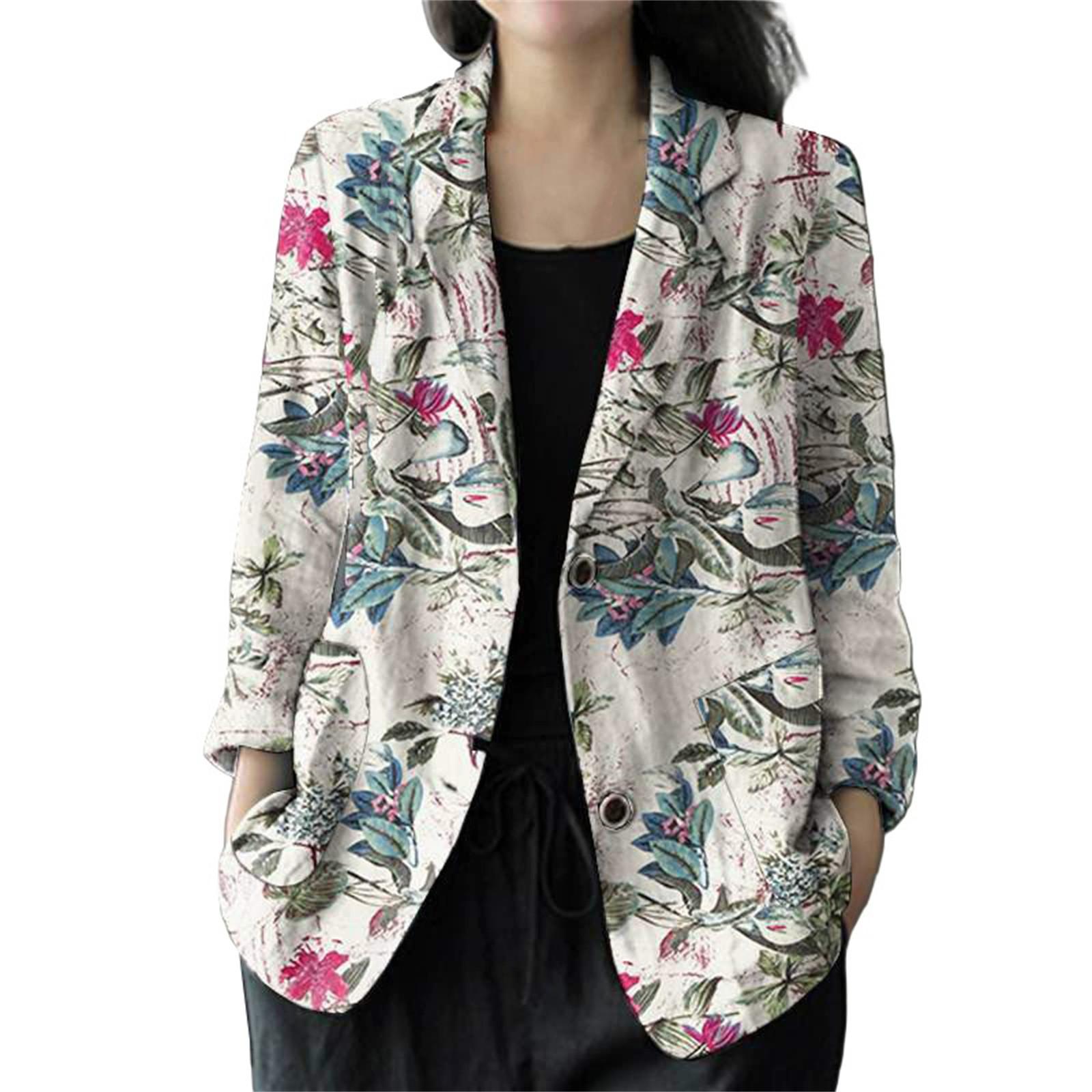 Women s Casual Work Long Sleeve Loose Fit 2 Buttons Jacket Loose Long-Sleeved Casual Jacket XXXL фиолетовый