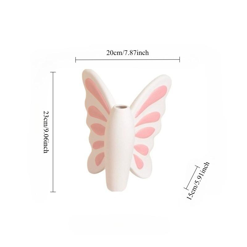 Nordic Ins Style Butterfly Ceramic Vase Ornament Dried Flower Arrangement Container Living Room Bedroom Dining Table Decoration