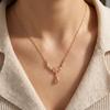 Delicate Pink Zircon Tulip Pendant Necklace for Women Minimalist Gold Plated Thin Chain Necklace Fashion Party Jewelry Gift