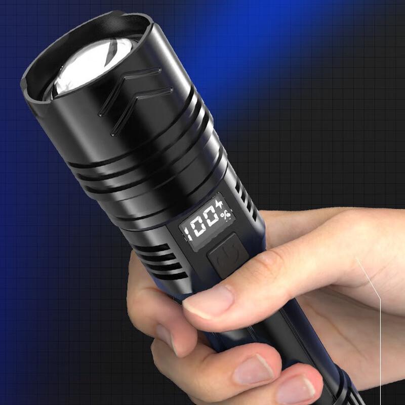 Rechargeable LED Zoom Flashlight with Power Display