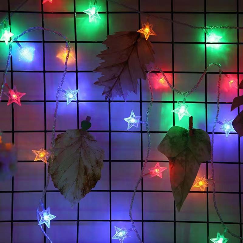 LED Pearl Star & Moon String Lights - Colorful Outdoor Tent & Camping Decor