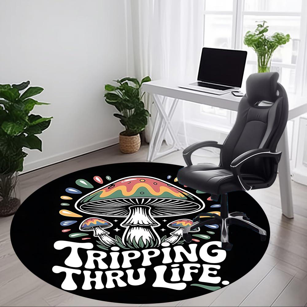 1pc Mushroom Adventure Office Round Area Rug, Under Office Chairs Bedroom Living Room Home Decor, Room Deco, Available in Various Sizes