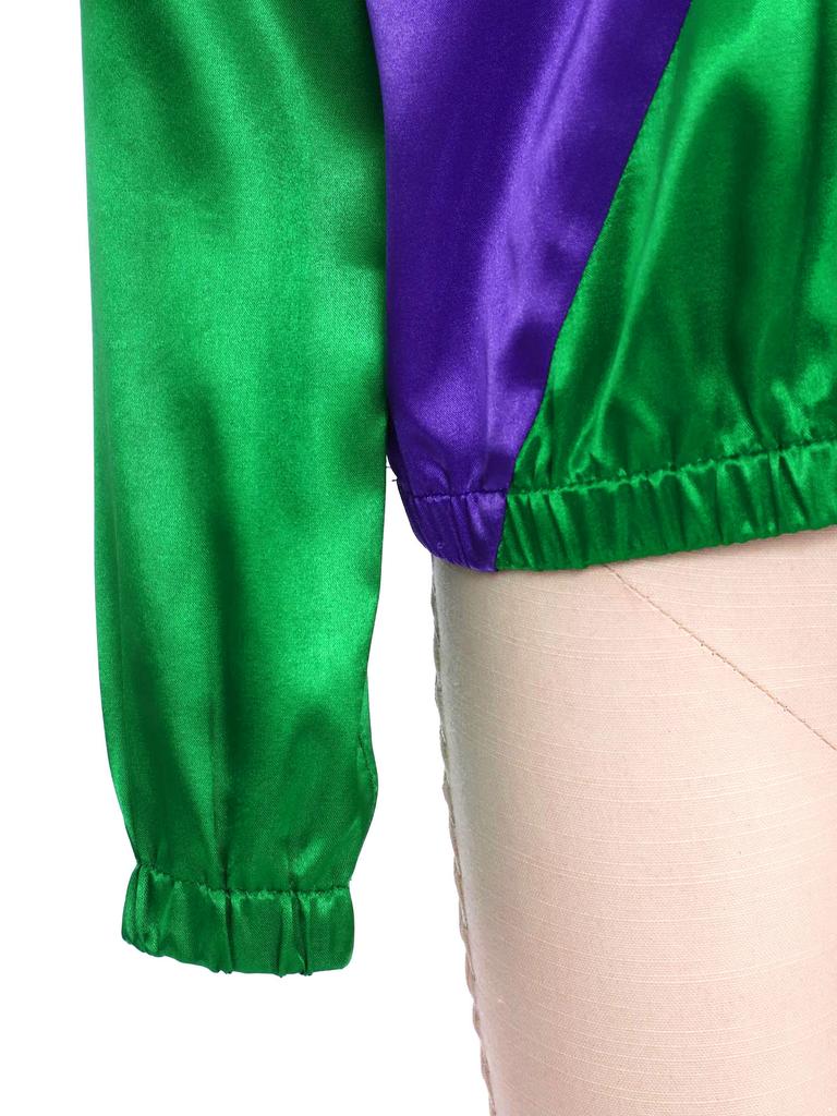 Kids Horse Rider Costume Color Block Mock Neck Zip Up Top Equestrian Training Competition Long Sleeve Outwear