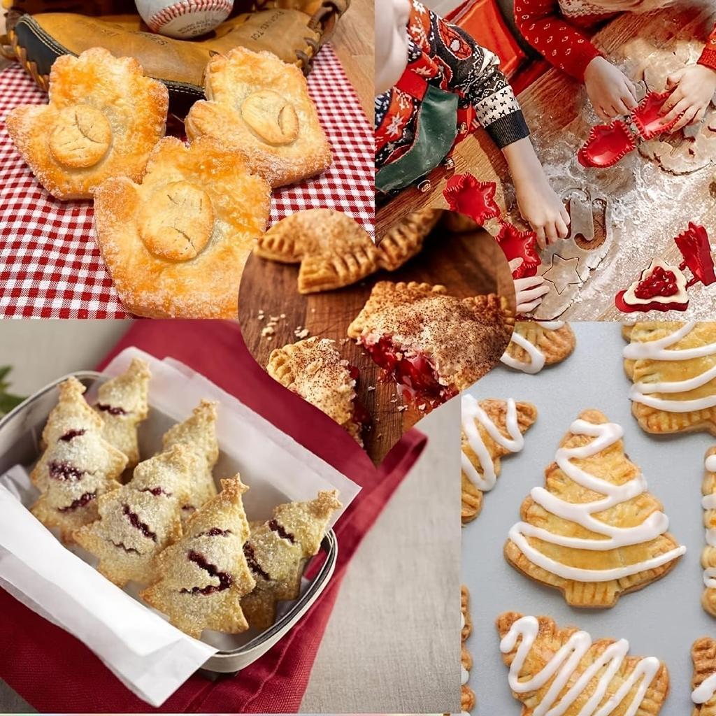 Christmas 6Pcs Mini Pie Molds, Hand Pie Molds, Cute Baking Supplies, Festive Pie Press & Pastry Molds for Holiday Parties & Baking (6)