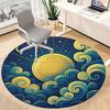 1pc Moon Waves Office Round Area Rug,  Mat Suitable For Office, Under Office Chairs Bedroom Living Room Home Decor, Room Deco