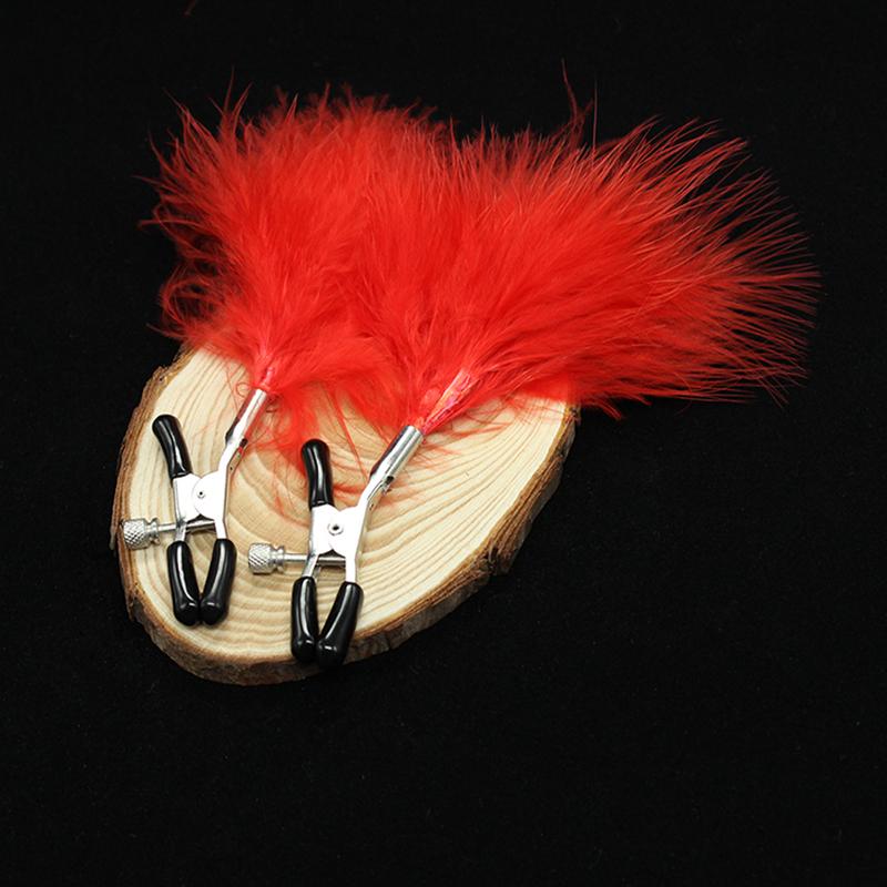 Tits Feather Nipple Clamps Clip Female Breast Clip Massage Nipple Massager BDSM Sex Toys For Women