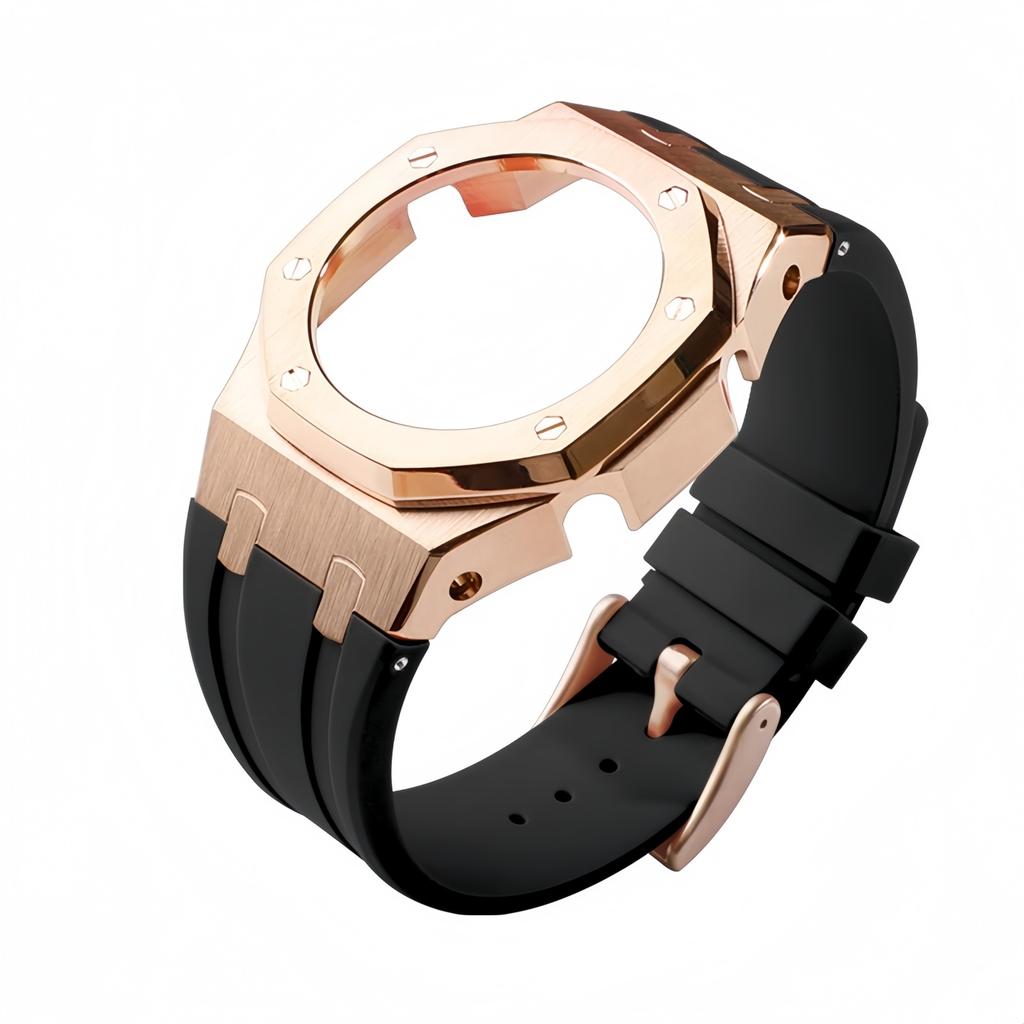 GMA-S2100 Mod-Kit für Casio G-SHOCK GMA S2100 Damen Edelstahl Metallgehäuse Gummi-Uhrenarmband Modifizierte Uhrenarmband-Zubehörteile