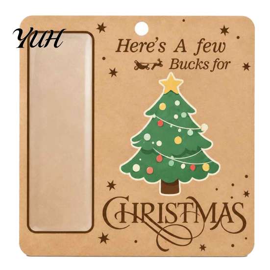 Christmas Tree Money Hanging Decor Wooden Holder, Vintage Cash Gift Holder Ornaments Decorative Envelope for with Santa/Snowman/Tree Pattern