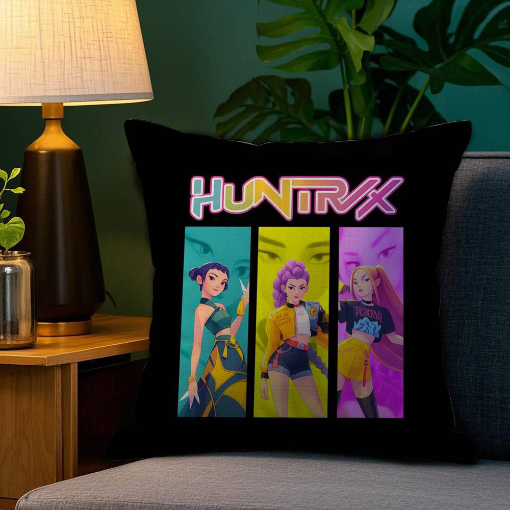 Pillow Case Anime K-Kpop Demon Hunters Plush Fabric Soft Double Sided Print Home Sofa High Quality Cushion Cover Throw