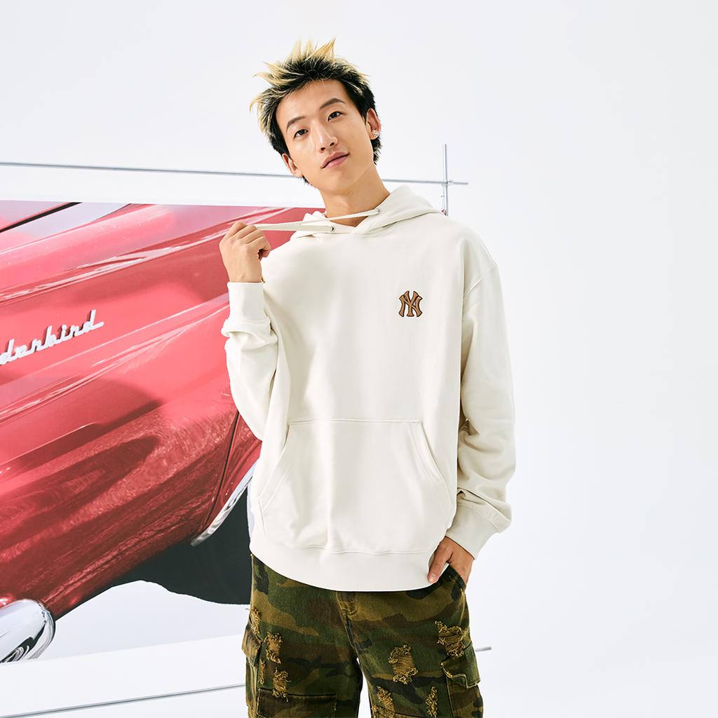 New MLB MONOGRAM Collection New York Yankees 24FW Hoodie Unisex Cream 3AHDM0144-50CRD