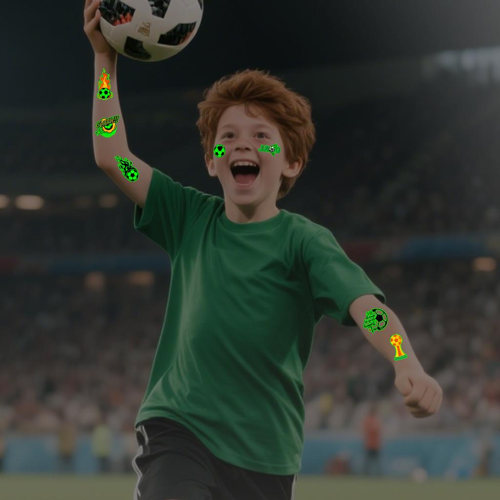 Luminous football tattoo sticker World Cup club event fan carnival party temporary face sticker
