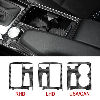 Car Real Carbon Fiber Central Control Water Cup Panel Cover Sticker For Mercedes Benz C Class W204 C200 C300 C180L E Class
