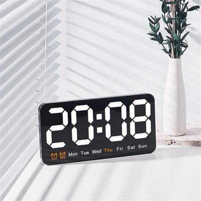 Voice Control Clock Large Digital Wall-mounted Clock Creative Multi-function Temperature Date Week DST Snooze Table Clock Alarm
