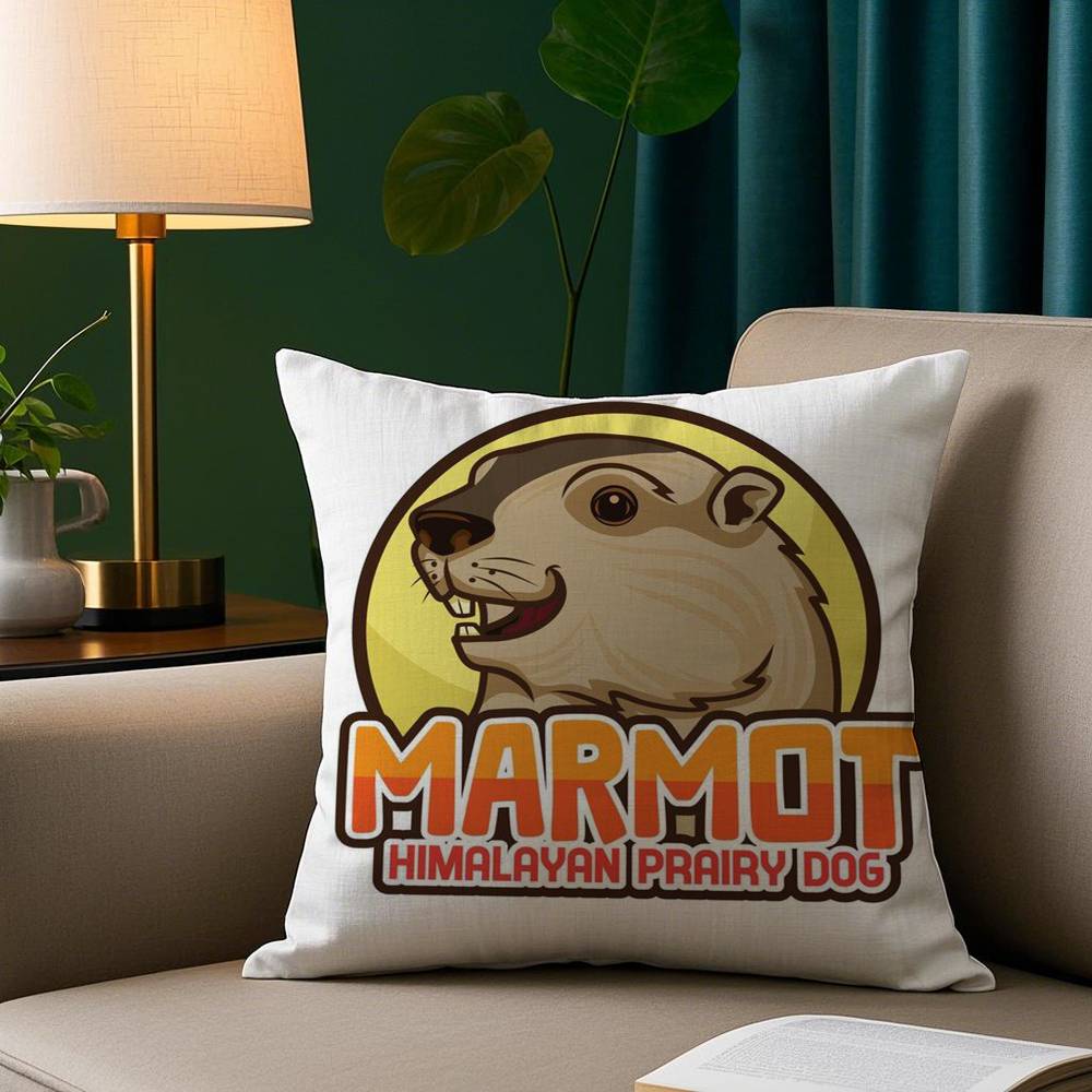

Cute Design M-Marmot Pillow Case Short Plush Print Cushion Cover Square Throw Pillow Covers Sofa Home Decor 12x12Inch