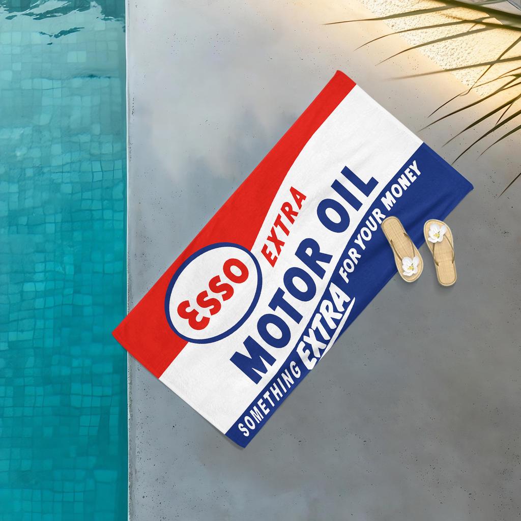 Fashion E-Essos Motor Oil Printed Towel,Quick Drying Beach Towels Are Suitable For Swimming Pools Camping Yoga And The Gym