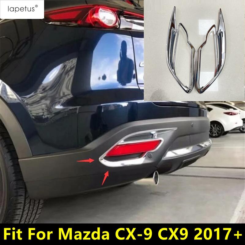 Rear Fog Lights Lamps Eyebrow Frame Molding Decoration Cover Trim ABS Chrome Accessories Exterior For Mazda CX-9 CX9 2017 -