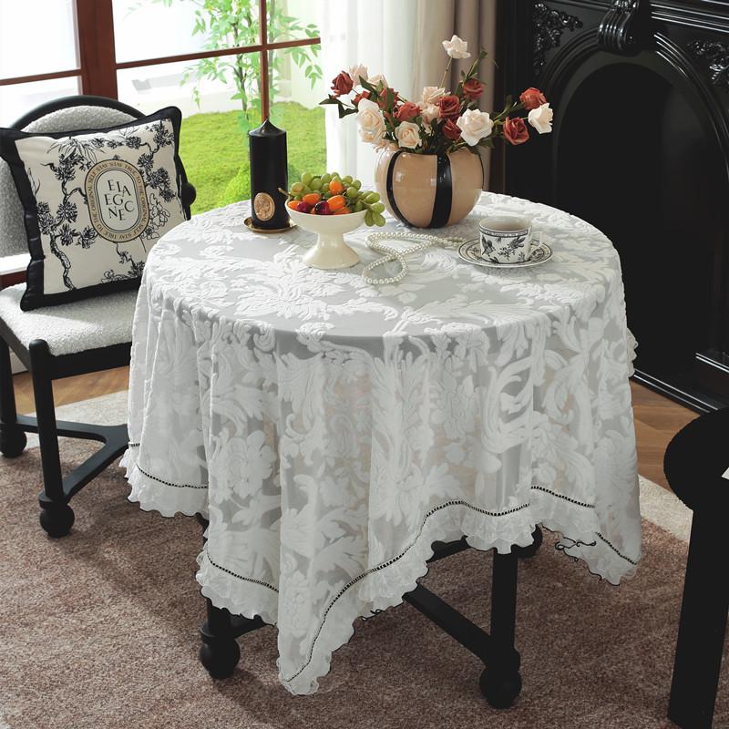 

French Medieval Black Lace Rose Relief Yarn Lotus Leaf Fungus Edge Coffee Table Tablecloth Dining Table Cloth 100*150cm