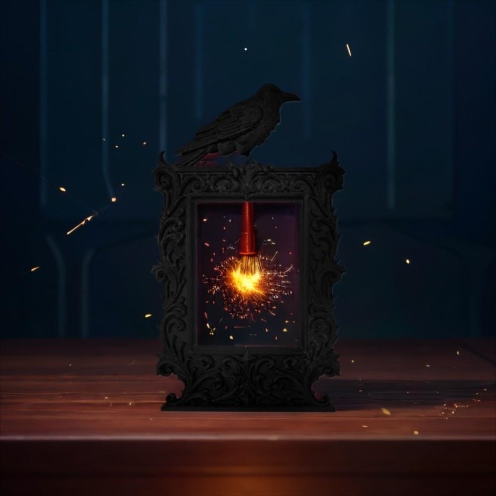 9-tums Halloween-skrivbordsdekorationer Mångsidiga Festival-Heminredning Kråka Dekorativ Ram Hem