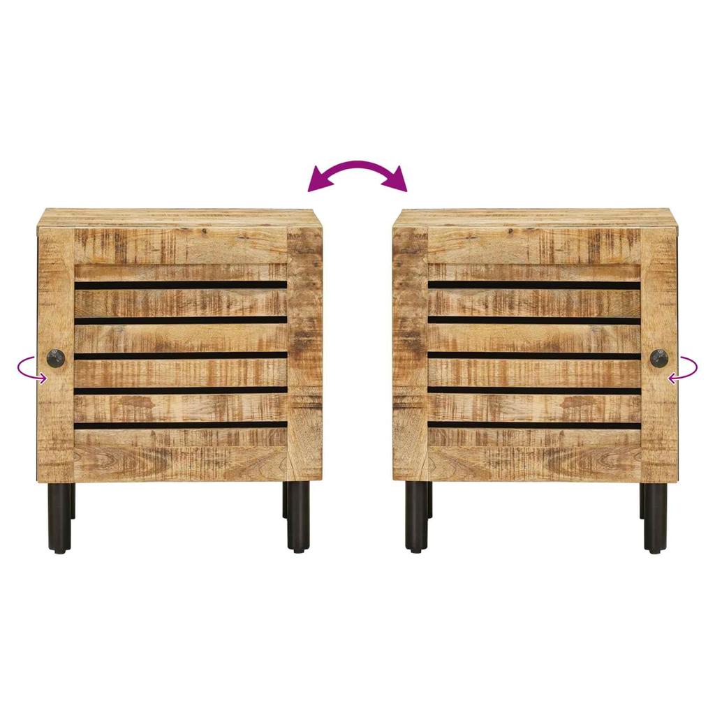 Nightstand 2 Pcs Natural 40 X 33 X 46 Cm Solid Mango Wood