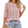 Camicette traforate tinta unita a mezza manica da donna, casual, stile Y2k, magliette in maglia, leggere, stile retrò, top estivi