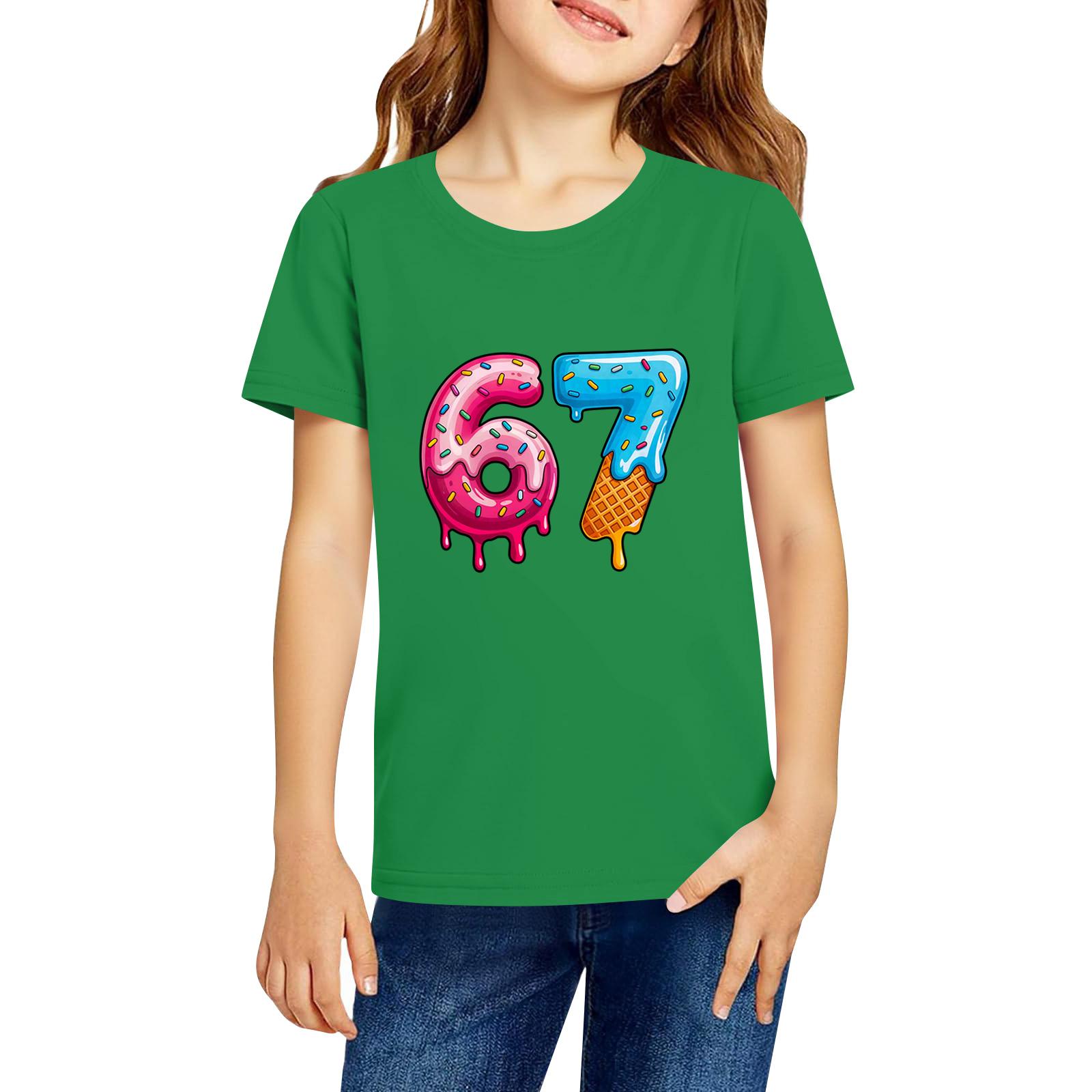 

Модная рабочая одежда с короткими рукавами и круглым вырезом, топы с принтом для детских летних топов 150