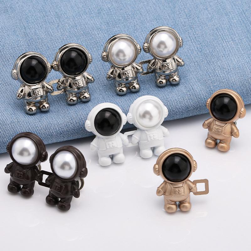 1 Paar verstellbare Taillenschnallen Astronaut Raumfahrer Metall Taillenstraffer Druckknopf für Hosen Jeans Hosen Röcke Versteller
