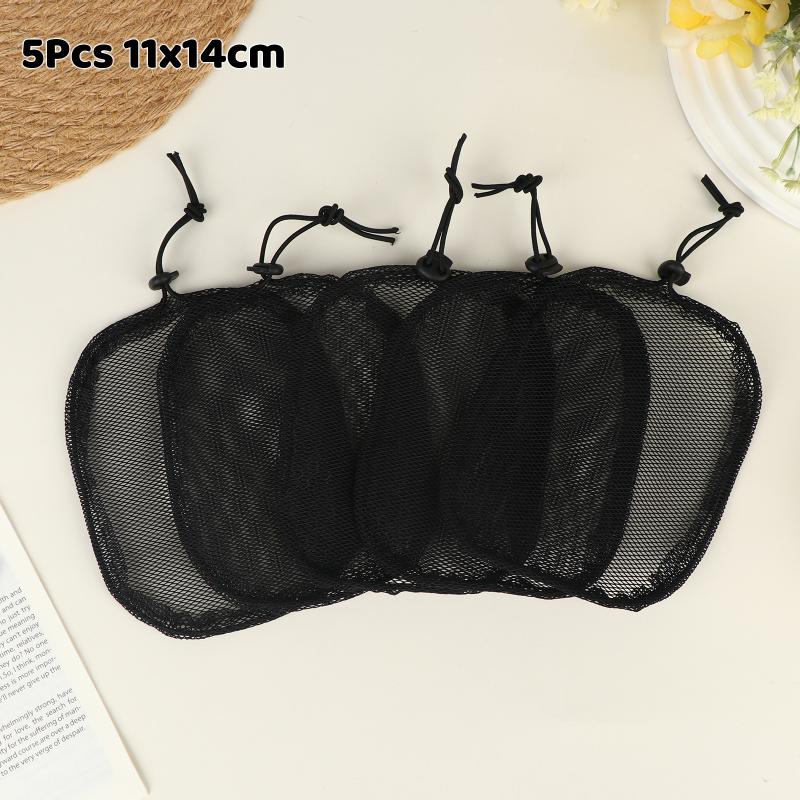 5Pcs Black Elastic Wig Net Breathable Mesh Hair Net With Adjustable Drawstring For Making Puff Bun Wig Tools Women Wig Nets