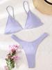 Solid Ribbed Triangle Cup Quick Dry Sexy Two Piece Bikini Set Comfortable Elegant Women Swimwear