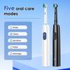 Round Rotating Electric Toothbrush, 5 Cleaning Modes 2 Timer Setting Teeth Whitening, with 4 Replacement Heads,Best Gift