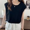 Summer Round Neck Undershirt Women Wide Straps Thin Inner Sleeveless Cotton Solid Color Outer Tops Polyester Vest