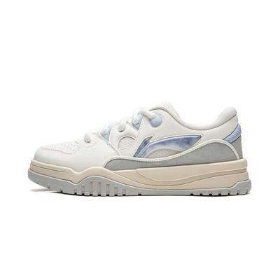 Li Ning Trendy Leap Skateboard Shoes Men's Low Top Champagne White/Crystal Lime AGCW165-2