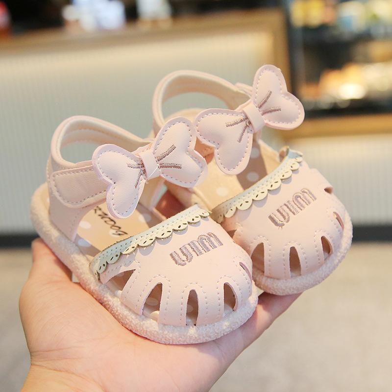 Girls Soft Sole Non-Slip Sandals New Summer Breathable Velcro Casual Shoes Fashionable Toddler Baby Shoes 16Code/Inner Length13cm
